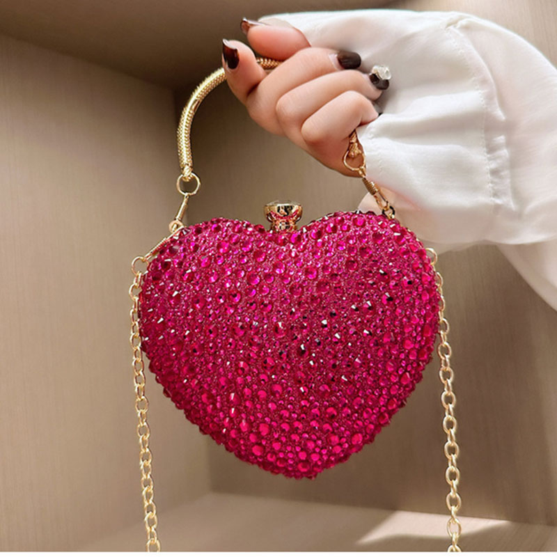 Mini Bag Evening Clutch - New Luxury Rhinestone Heart Crystal Clutch