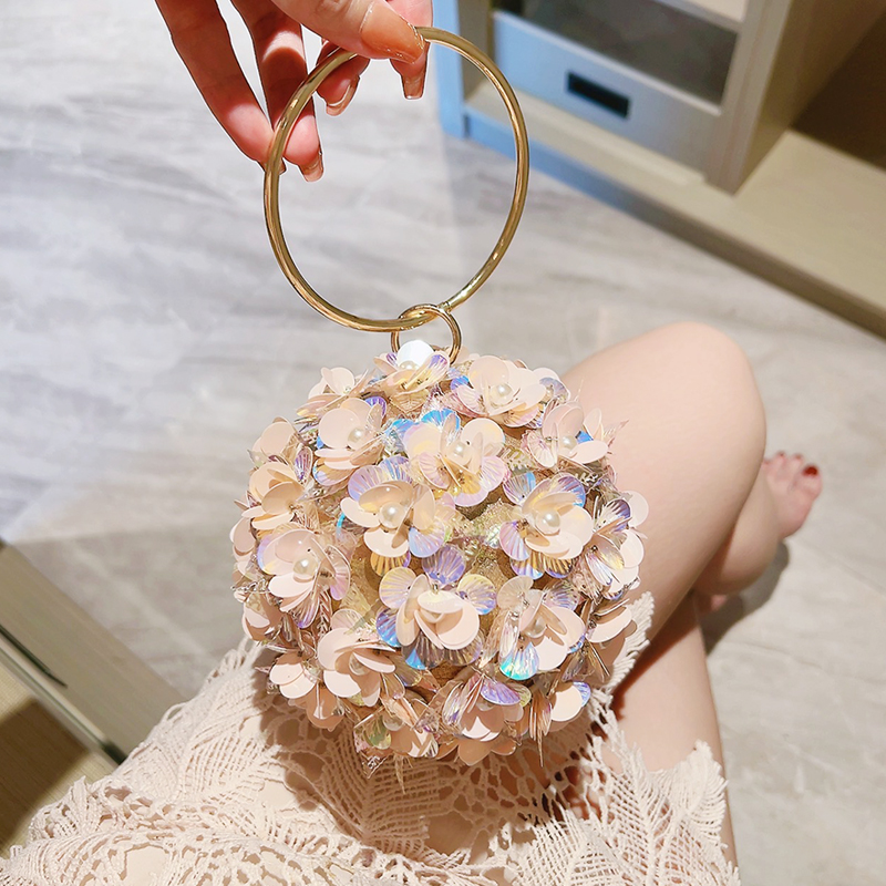 Mini Bag Evening Clutch - Mini Sequin Flower Evening Bag, Elegant
