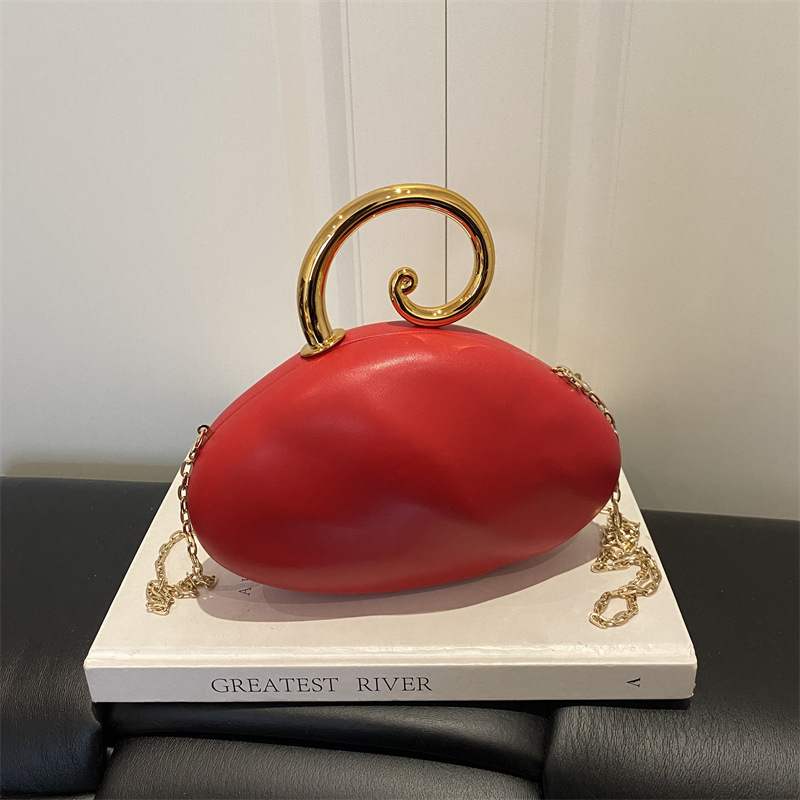 Mini Bag Evening Clutch - Luxury Curved Pebble Shape Mini Clutch