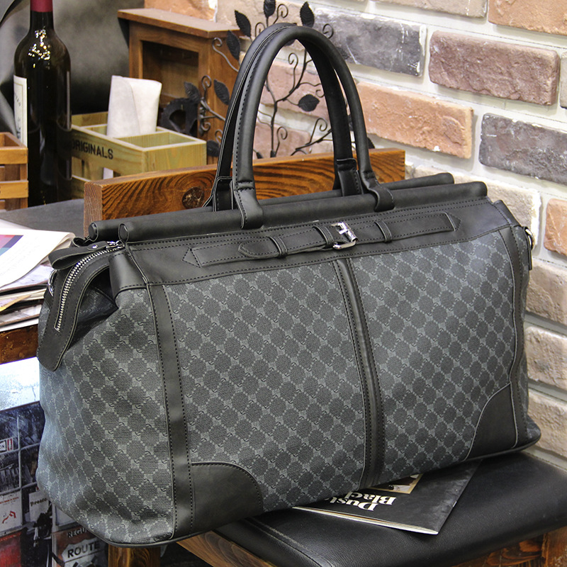 Luxury Tote Bags With Zipper - Fashion Plaid Travel Bag Men Handbag