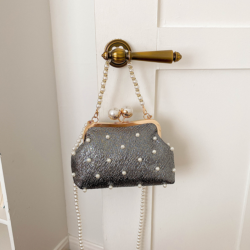 Luxury Bags Affordable - Glitter Pearl Decor Kiss Lock Evening