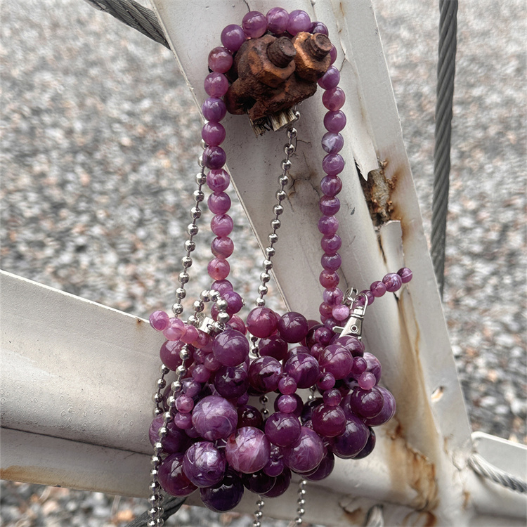 Mini Bag Evening Clutch - Girls Mini Purple Beaded Clutch Purse