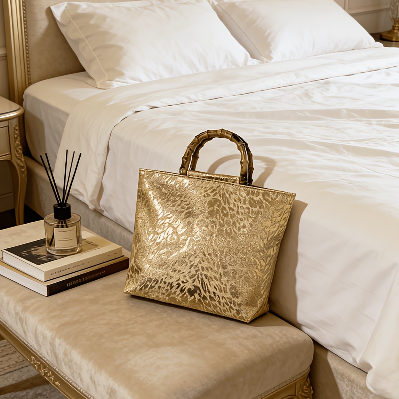 Luxury Bag Collection - Light luxury metallic gold jacquard leaf