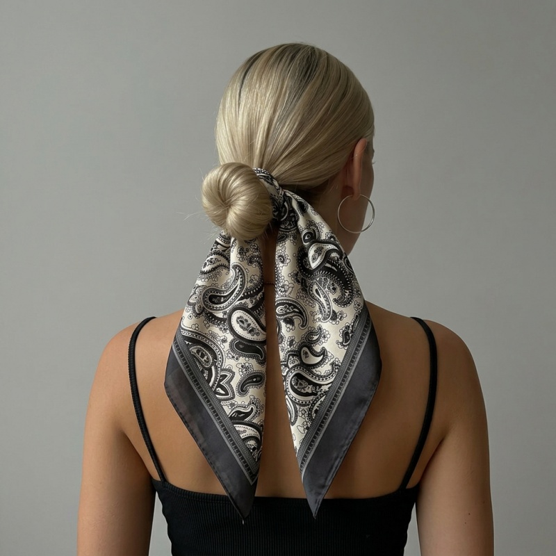 Luxury Bags And Accessories - Luxury Satin Square Scarf Paisley Print
