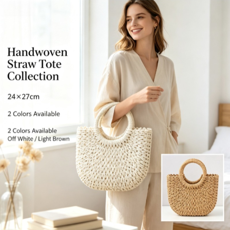 Luxury Bags 2026 - Bohemian Handwoven Hollow Moon Eco Bag,