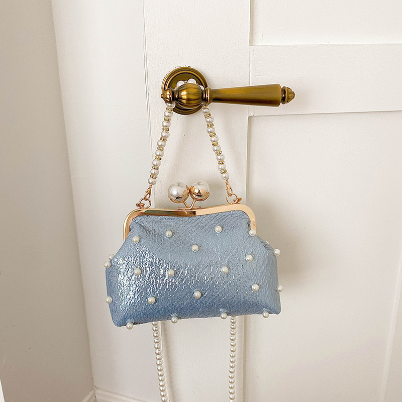 Luxury Bags Affordable - Glitter Pearl Decor Kiss Lock Evening