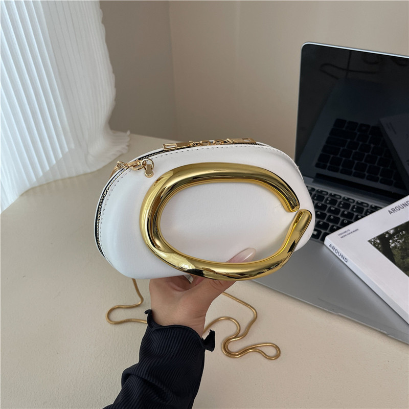 Mini Bag Evening Clutch - Retro Gold Metal Handle Women Clutch
