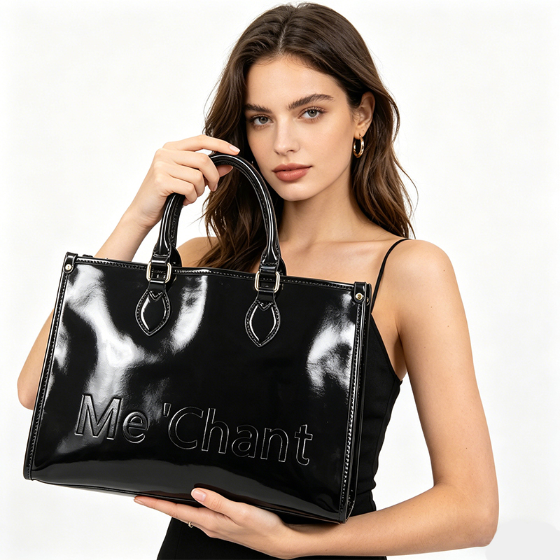 Women Black Glossy Patent PU L - Top Handle Patent Bag review and price