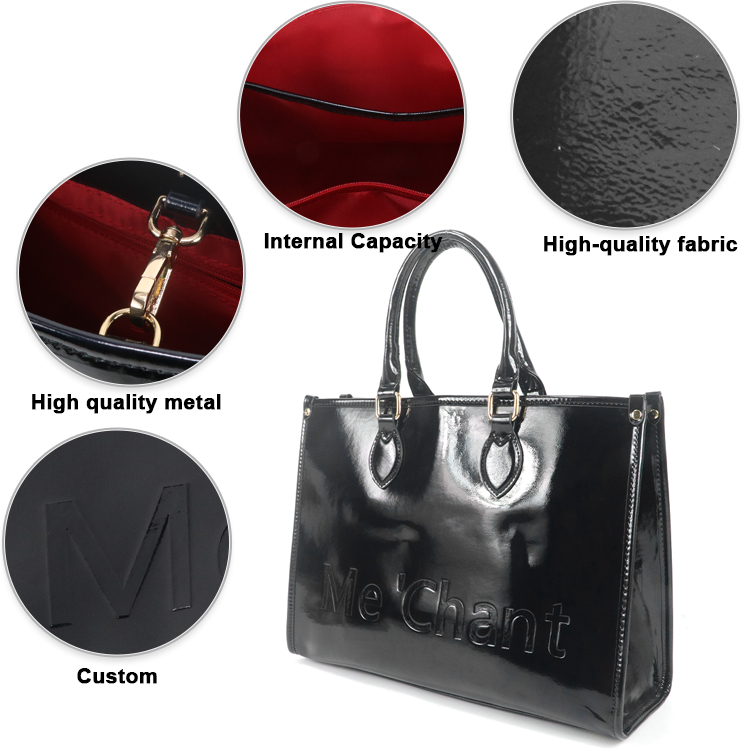 Women Black Glossy Patent PU L - Top Handle Patent Bag review and price
