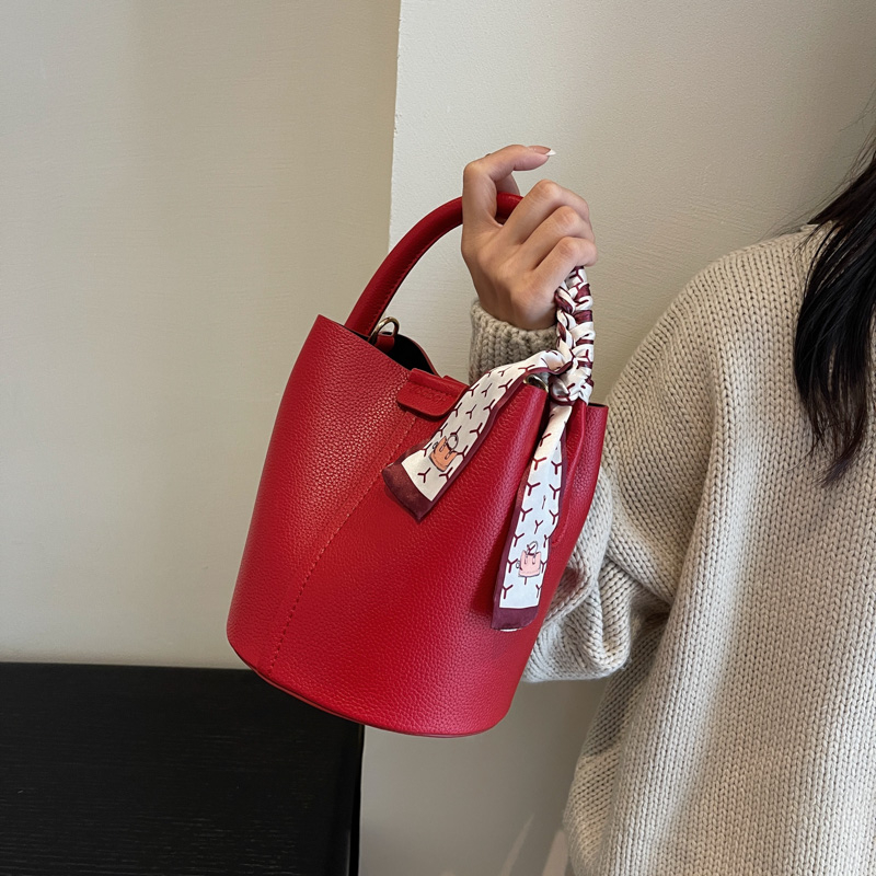 Red PU Bucket Shoulder and Cro - Luxury Bags On Sales review and price