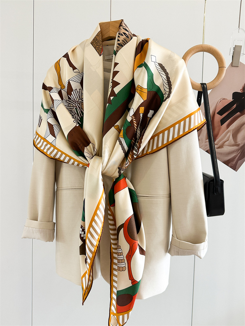 Twill Silk Scarf 135CM Women H - Luxury Bags And Accessories review and price