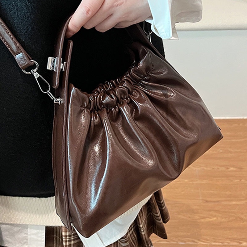 Women's Burgundy Ruched Cloud  - Top Handle Patent Bag review and price