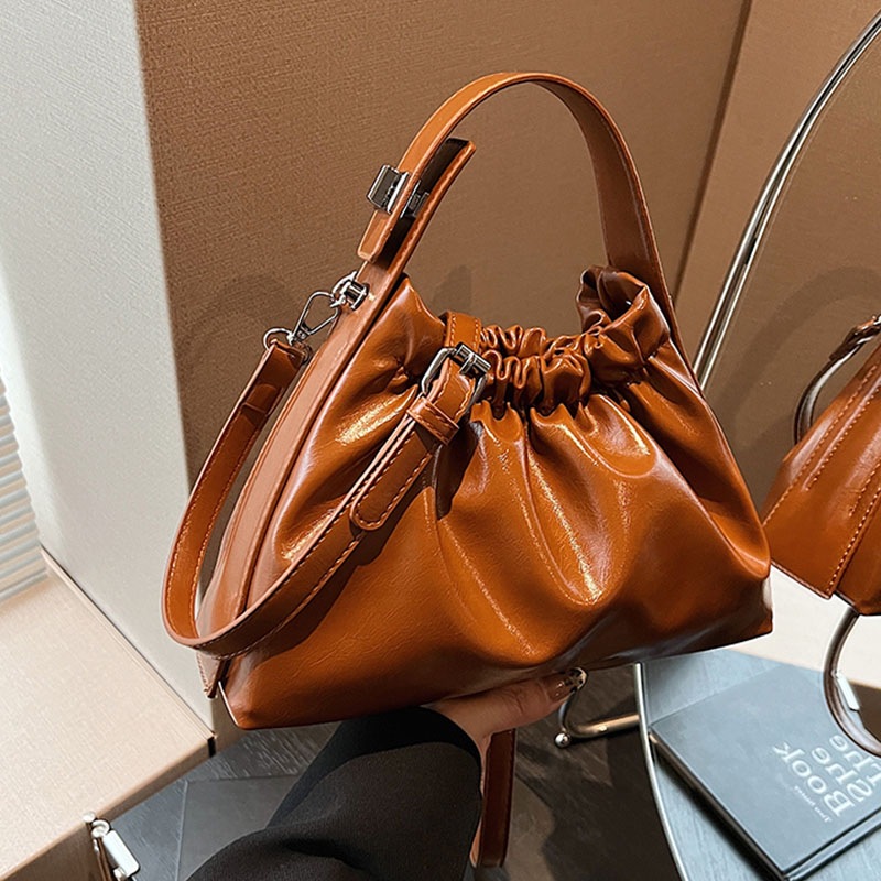 Women's Burgundy Ruched Cloud  - Top Handle Patent Bag review and price