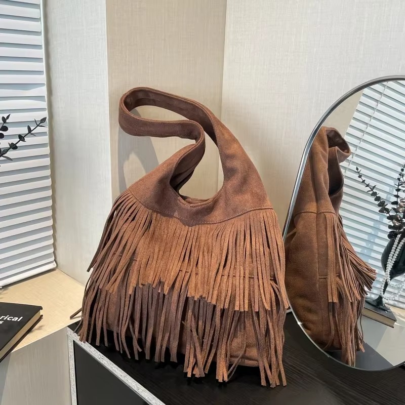 Faux Suede Tassel Shoulder Bag - Luxury Bags On Sales review and price