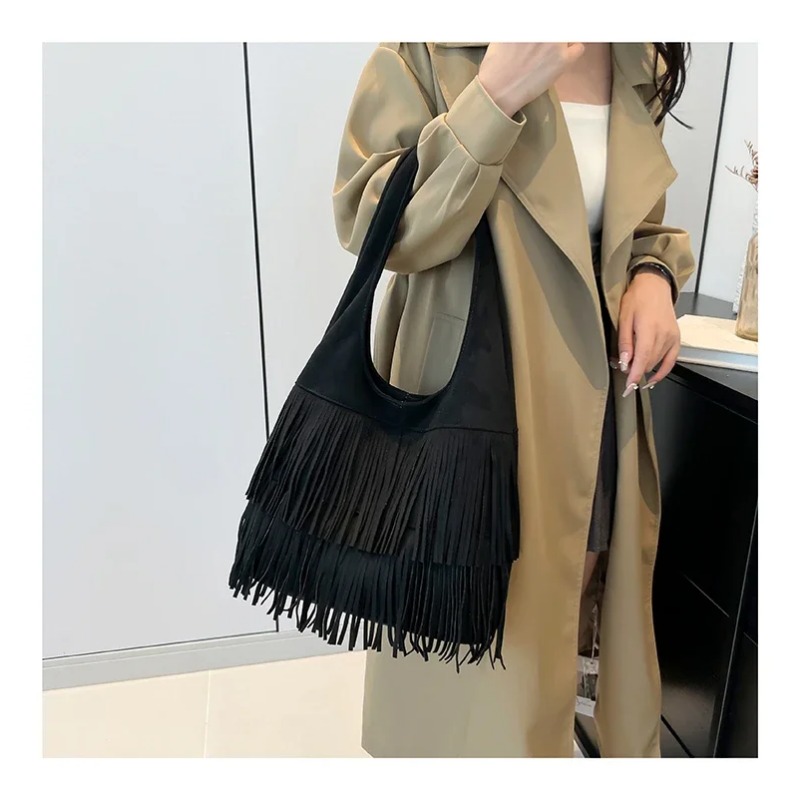 Faux Suede Tassel Shoulder Bag - Luxury Bags On Sales review and price