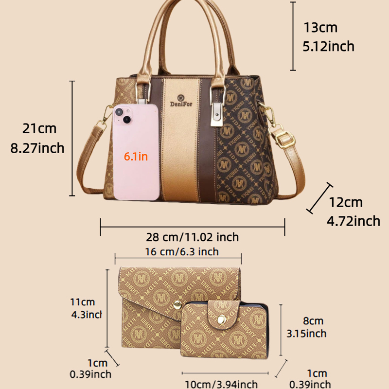 3-piece set of women's handbag - Luxury Bags For You review and price