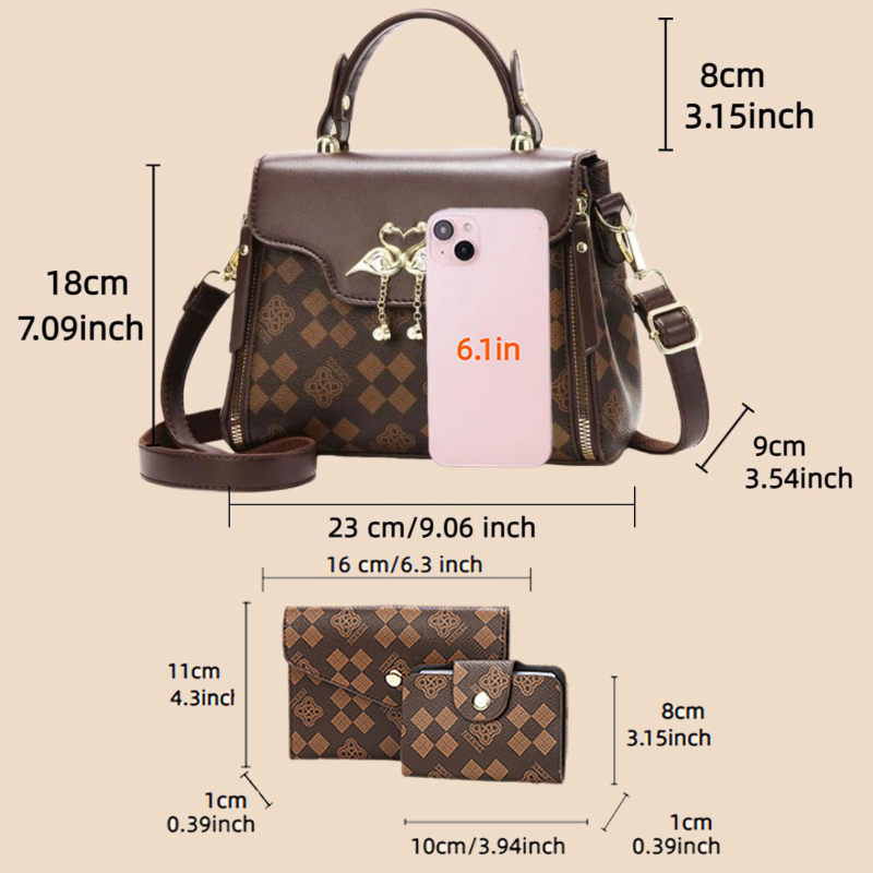 3-piece women's bag set, light - Luxury Bags For You review and price