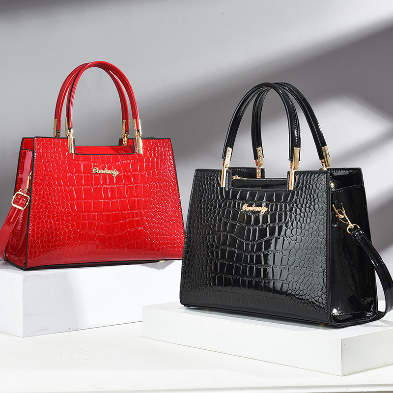 Crocodile Embossed Tote Bag, P - Top Handle Patent Bag review and price