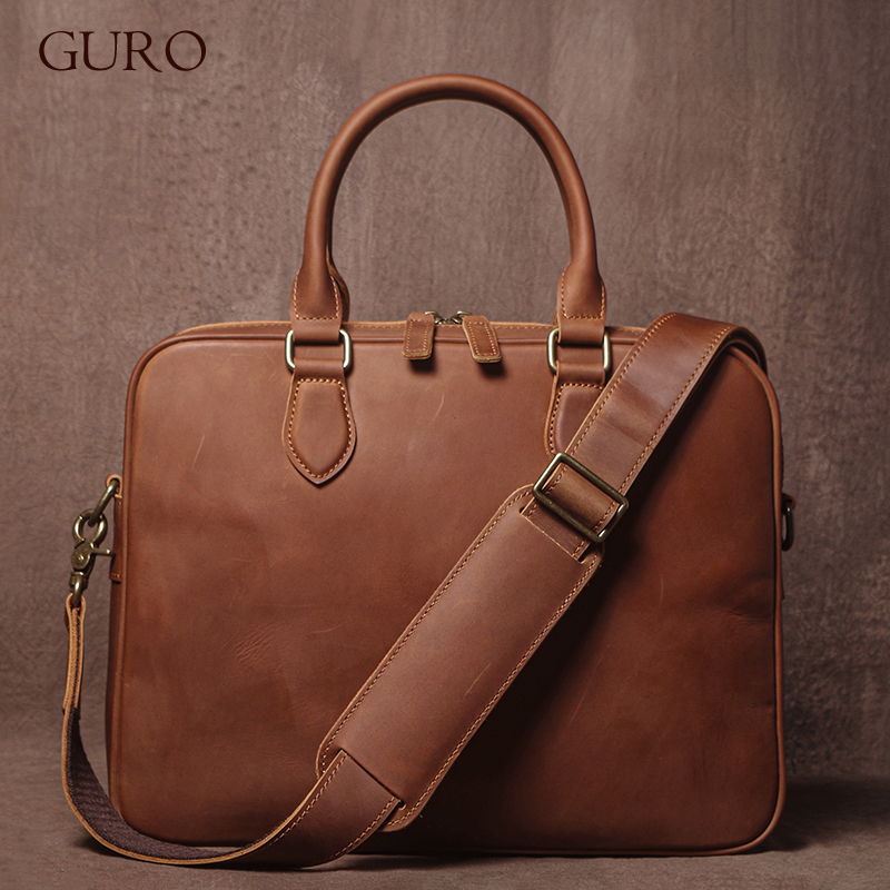 GURO Men Crazy Horse Cowhide B - Luxury Tote Bags With Zipper review and price